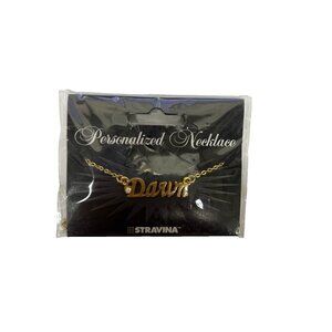 DAWN Name Goldtone Rhinestone Accent 18" w 1.5" Ring Ext Necklace